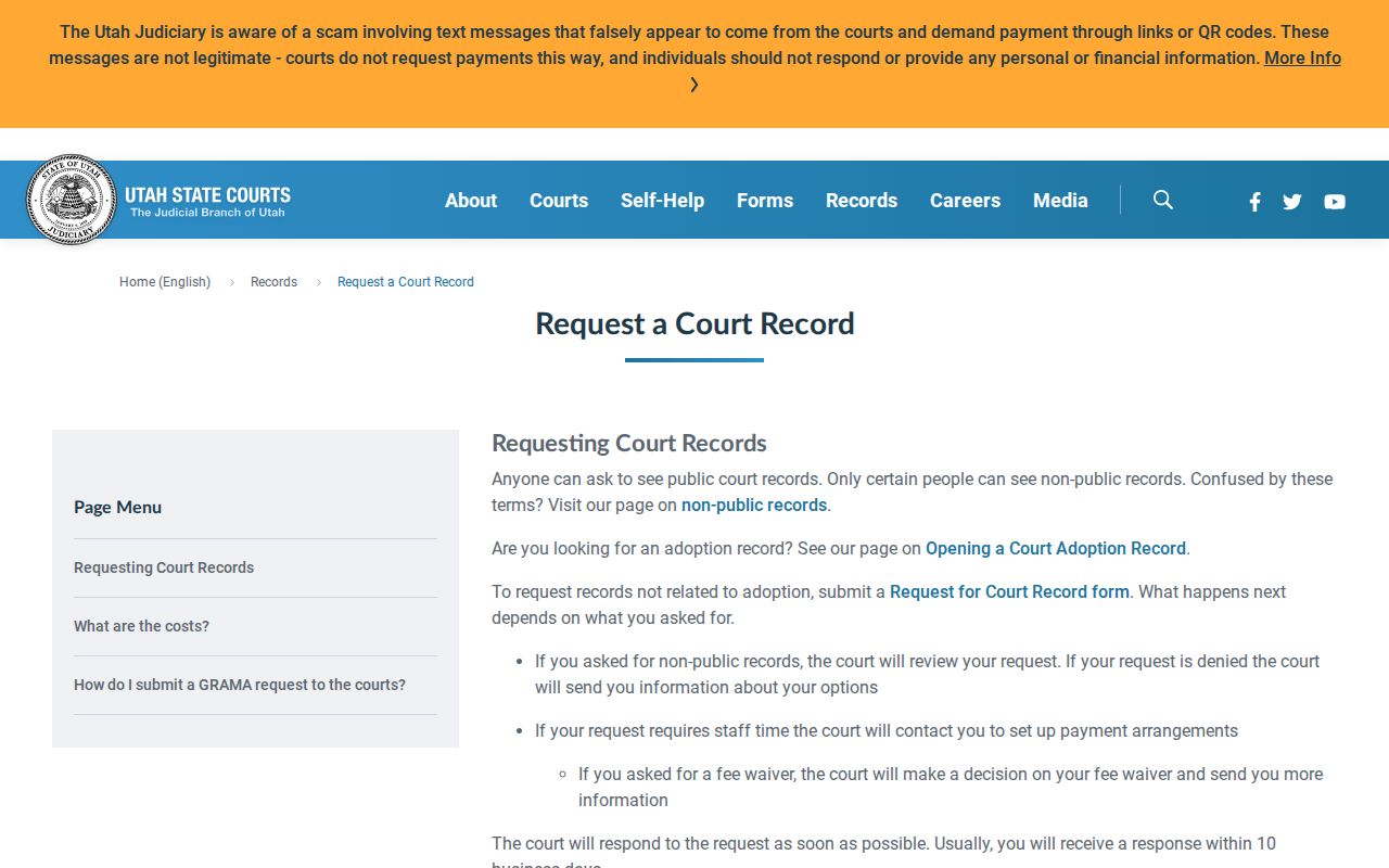 Morgan County criminal court record request and copy fee page