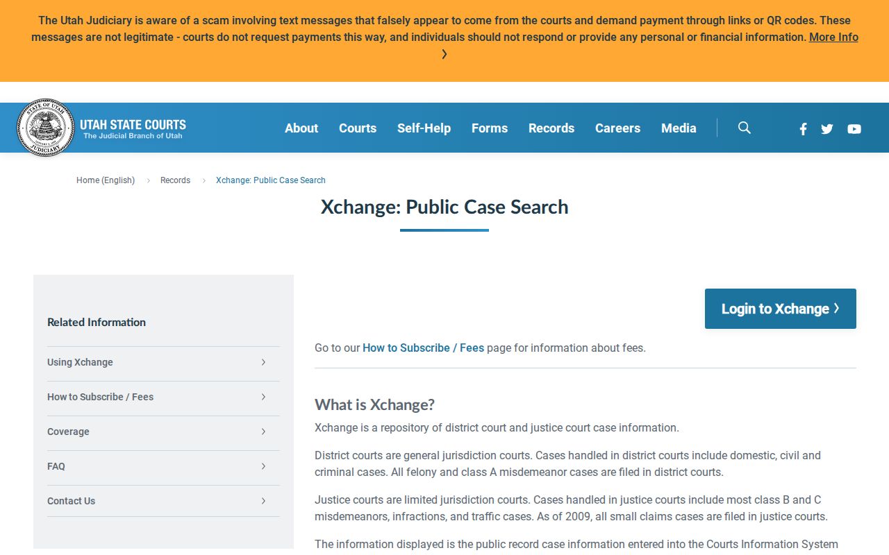 Morgan County criminal court case access through Utah Courts Xchange