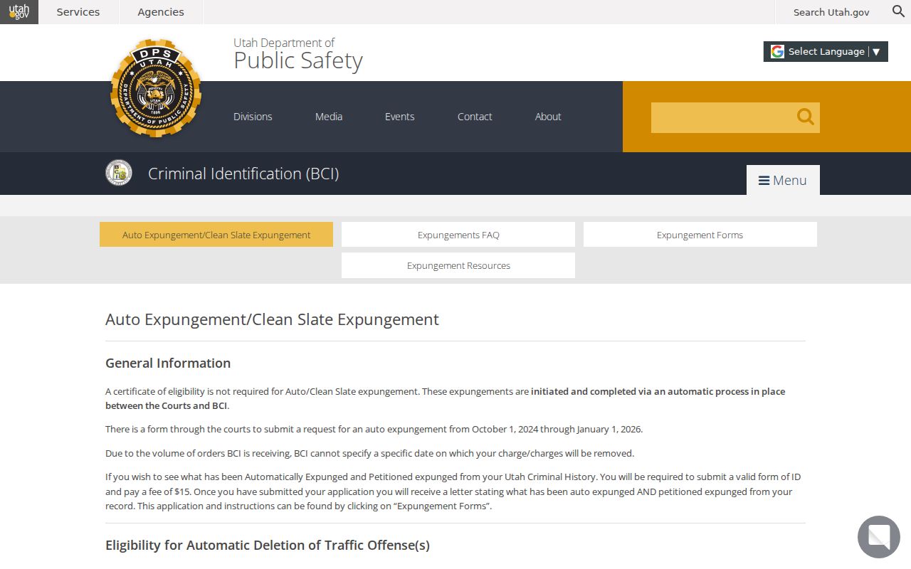 Morgan County registry check context from the Utah Clean Slate expungement page
